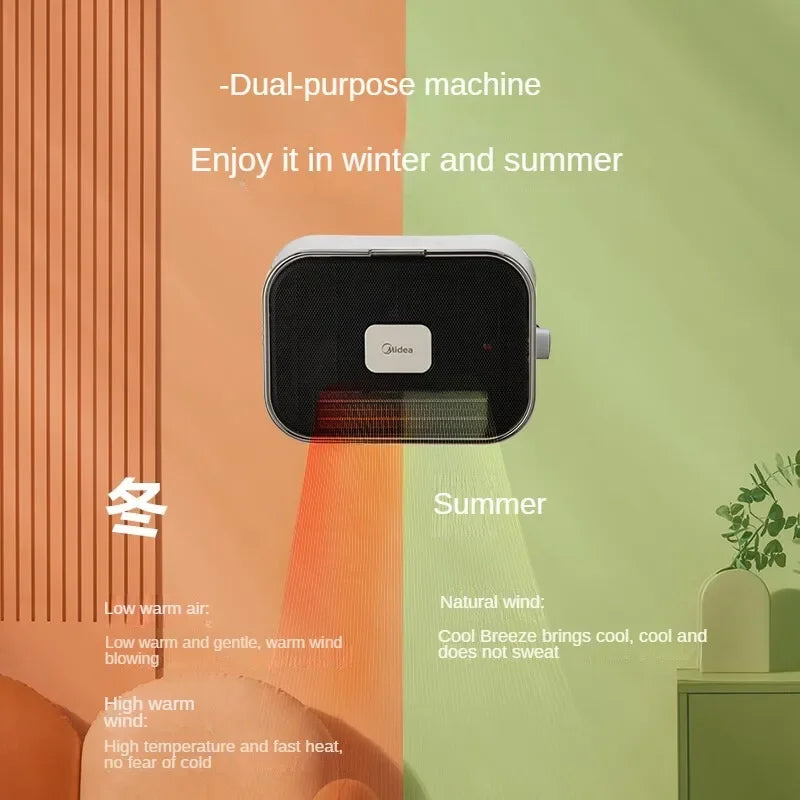Midea Portable Electric Heater Mini Home Heater with Fan Waterproof for Bathroom HFY20Y Portable Heater Space Heater