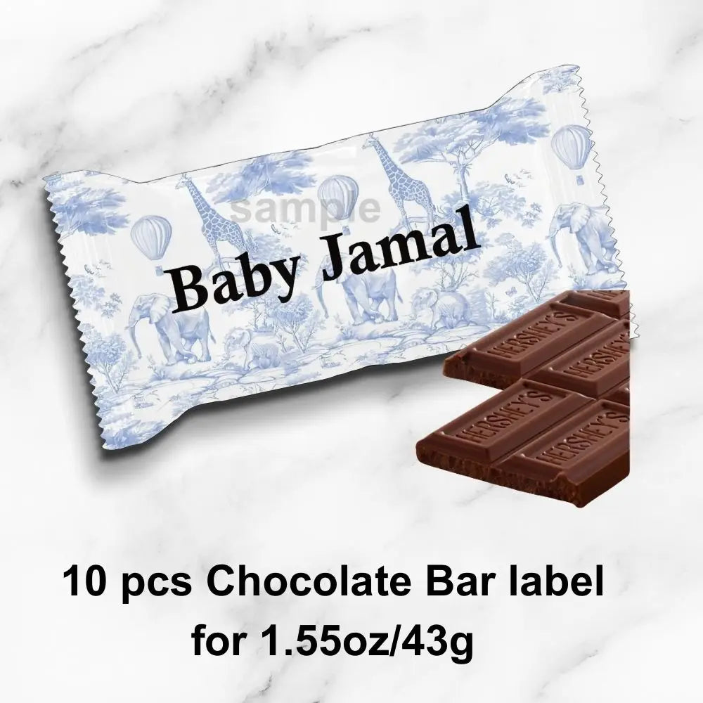 Personalized Blue Safari Baby Shower Party Favors Toile De Jouy Jungle Animal Sticker Party Decoration For Birthday Bachelorette
