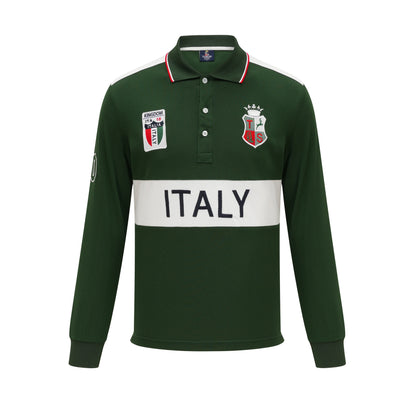 Men's Polo Shirt Europe Italy Long Sleeve Casual High-End Cotton Embroidery Luxury Stitching Contrast Color Original Design