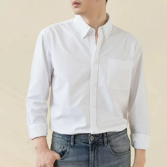 100% Cotton Men's Oxford Shirts Spring Autumn Long Sleeve Basic Casual Solid Striped Button Down Social Business Formal Plus 5XL
