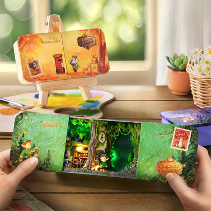 Secret Wonderland Mini 3D Puzzle Model Dollhouse Set DIY Handmade Dollhouse Bookshelf Set, Wooden Crafts Birthday Gift