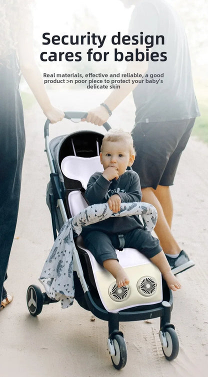 USB Charging Detachable Silent Fan Ventilation Cover Ice Silk Baby Stroller Cool Seat Cover Breathable Car Safety Seat Cover