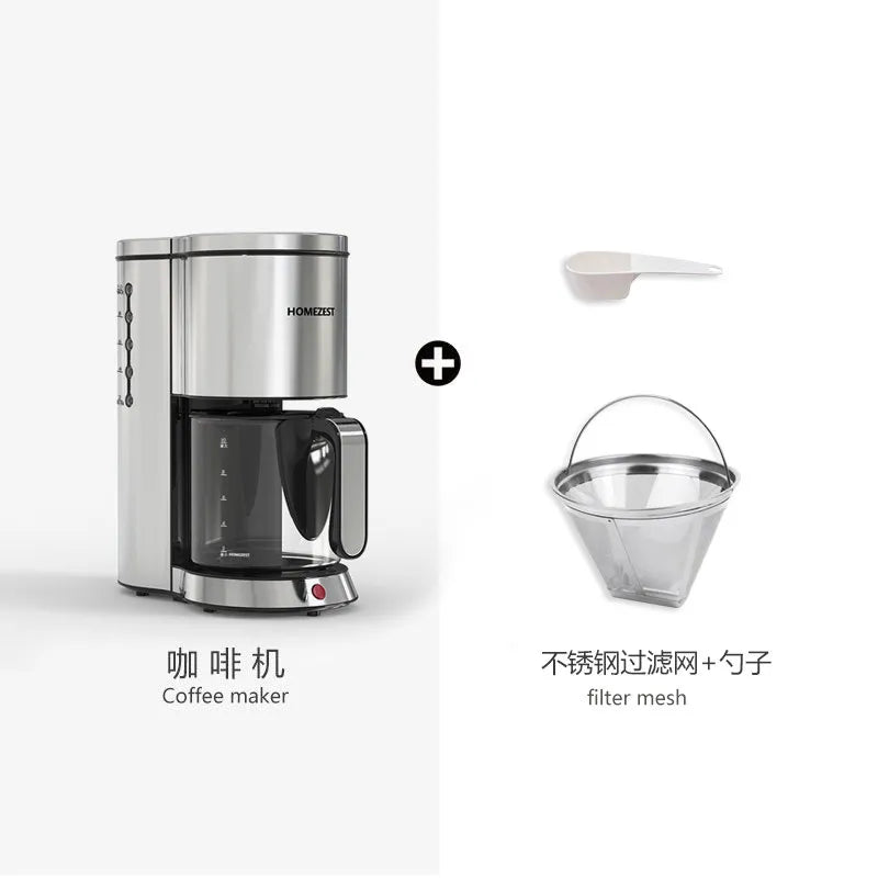 220V HOMEZEST German Coffee Maker Automatic Drip Coffee Machine Mini American Brewer for Home Tea