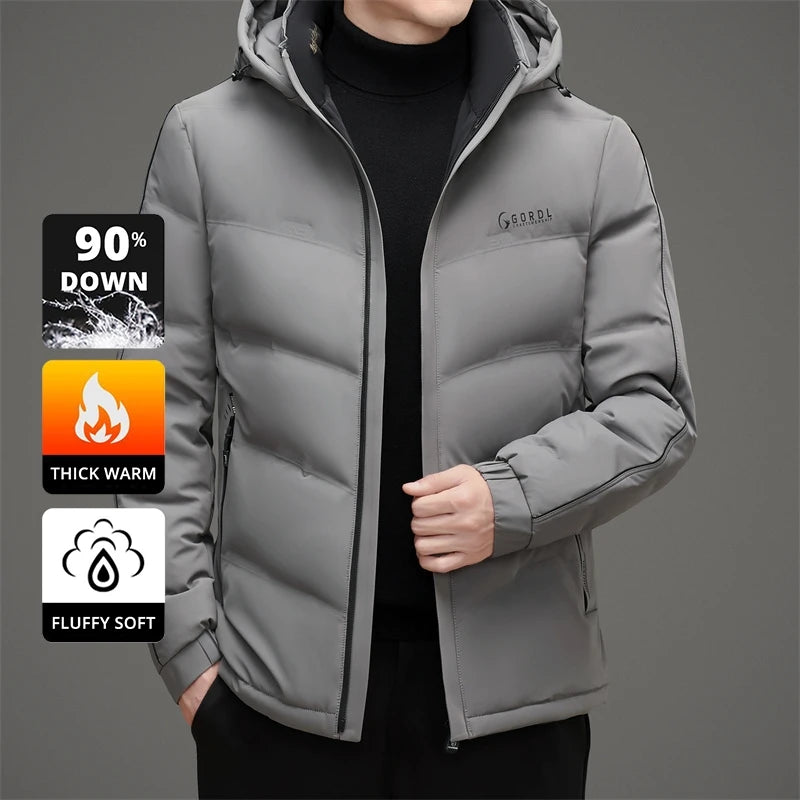 High End Thick Hooded Fashion Windbreaker Casual Brand Mens Parkas Winter Warm Feather Puffer Jacket Outwear Down Jacket