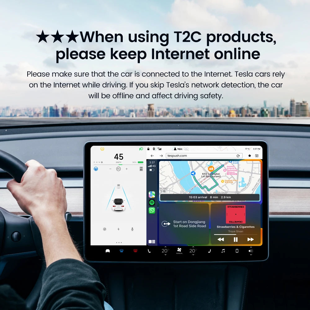 CarlinKit T2C For Tesla Upgrade CarPlay Wireless Android Auto Universal Model 3 Model Y X S 5Ghz WiFi CarPlay Ai Box SpotifyWaze