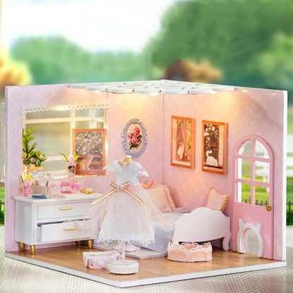 DIY Dollhouses Kit With Furniture Small House Scene Model Miniature Doll House Wooden Assembly Model Toy For Birthday Gifts