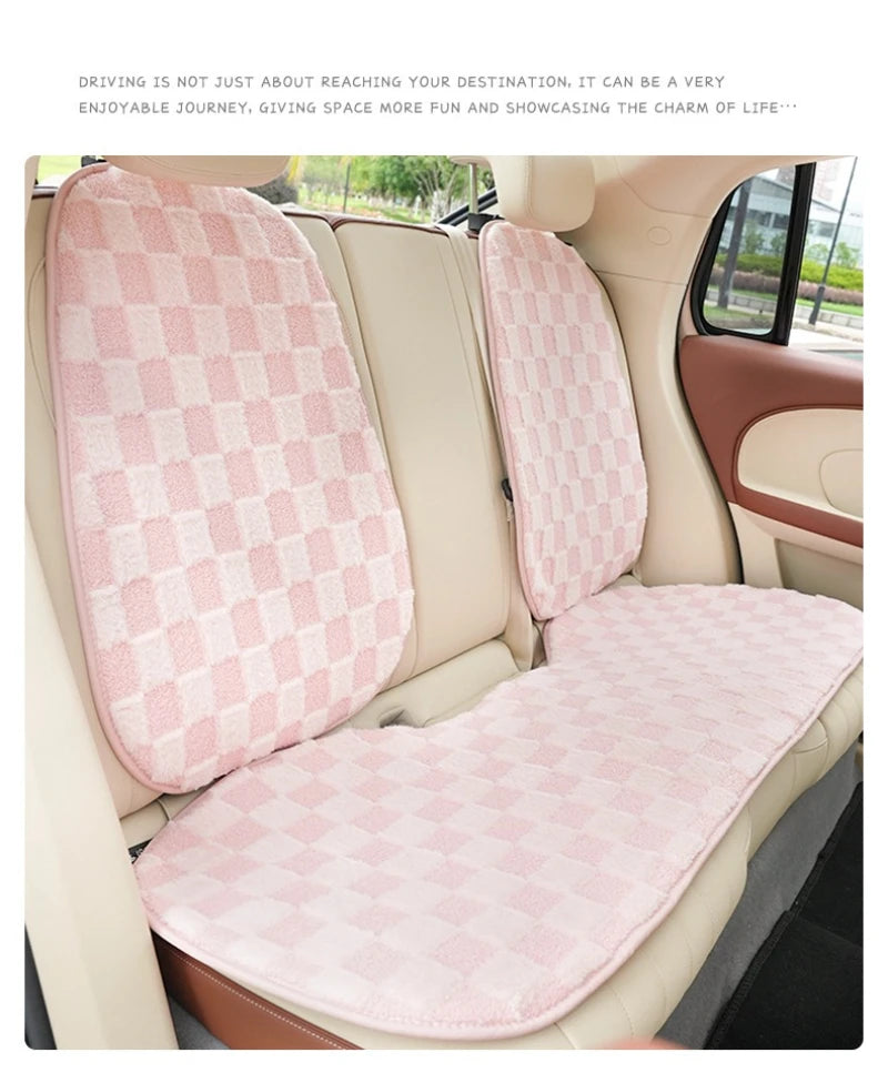 Pink Car Seat Cushion Covers Winter Thick Warm Anti-Slip Plush Comfortable Simple Design Car Seat Cover Seat Accessories