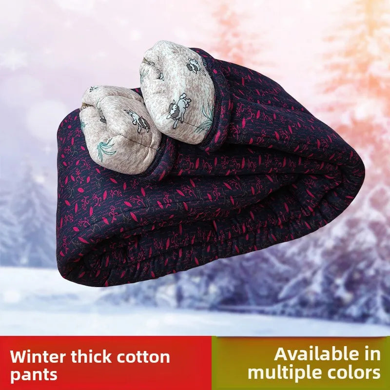 Thick Cotton Pants for Women Winter Warm Loose Fit Camel down Filled Trousers plus Size Mommy Grandmother Pants High Waist Lo...