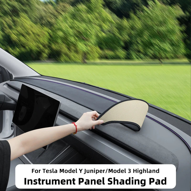 For Tesla Model Y Juniper Suede Leather Dashmat Model 3 Highland Car Dashboard Cover Pad Dash Mat SunShade Carpet Accessories