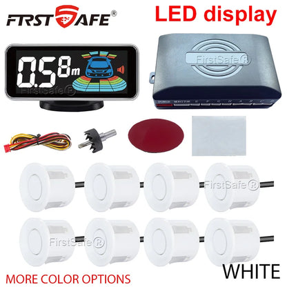 Backlight Multi Language Voice Broadcast LED Parking Display Reverse Radar Detector 4 Probes Universal Auto Safety Auxiliary Kit
