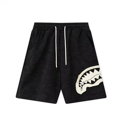 Men Casual Shorts Patch Pattern Tie-dye Loose Sporty Elastic Drawstring High Street Shorts Unisex Hip Hop Distressed Bottoms 3xl