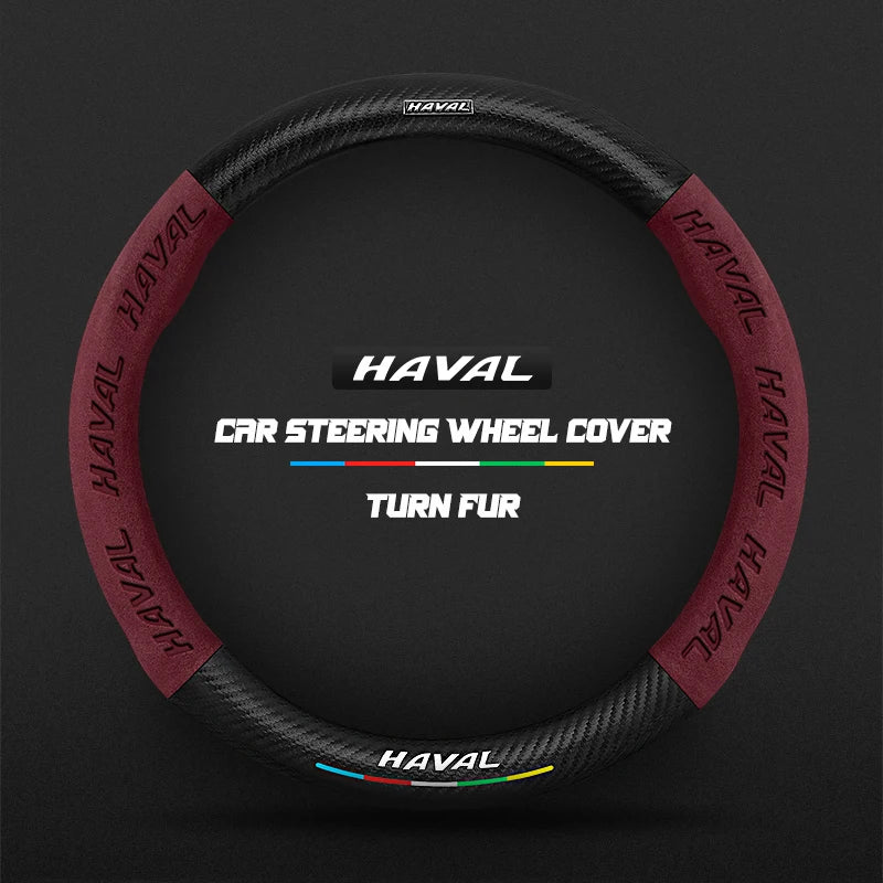 38cm Suede Leather Car Steering Wheel Cover for Haval H1 H2 H3 H4 H5 F7X H6 H7 H9 GMW M4 M6 F7 F50 C50 2011-2023 Jolion