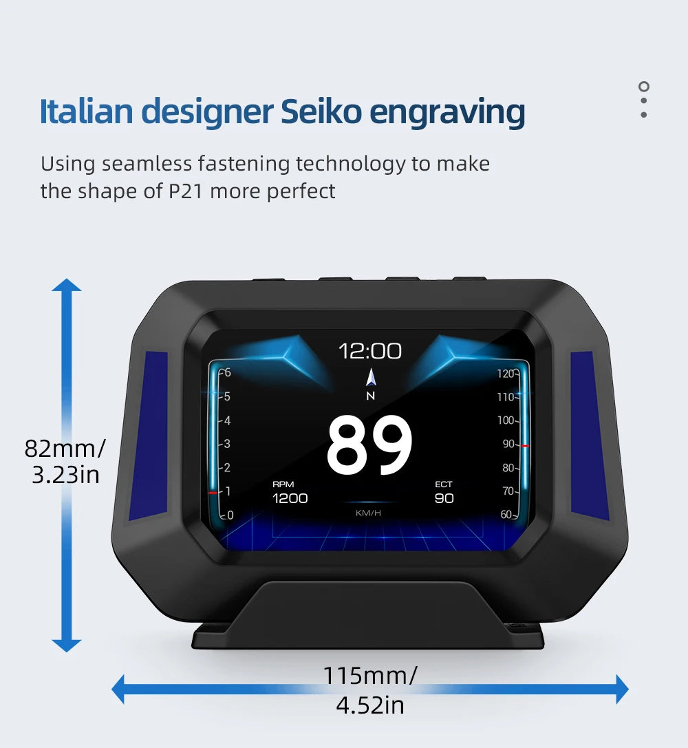 Head up Display OBD + GPS Car Water Temperature Turbo Oil Temperature Multi-function Meter LCD Display Automotive Speed Alarm