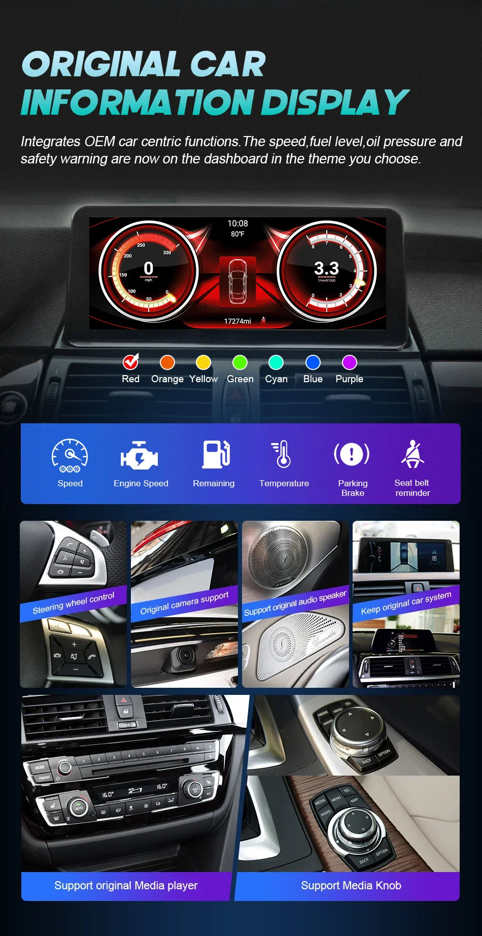 New Android 14 Wireless CarPlay Screen For BMW E60 E61 E62 E63 E90 E91 E92 2005-2012 Car Multimedia Player GPS Radio Navigation