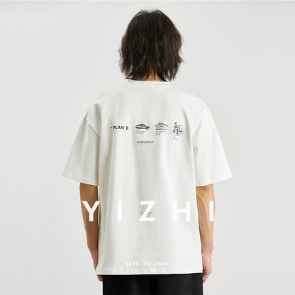100% Cotton Men's Printed T-shirt 2025 Summer New Fashion American Loose Short-sleeved Round Neck Half-sleeved Top Men Tshirt
