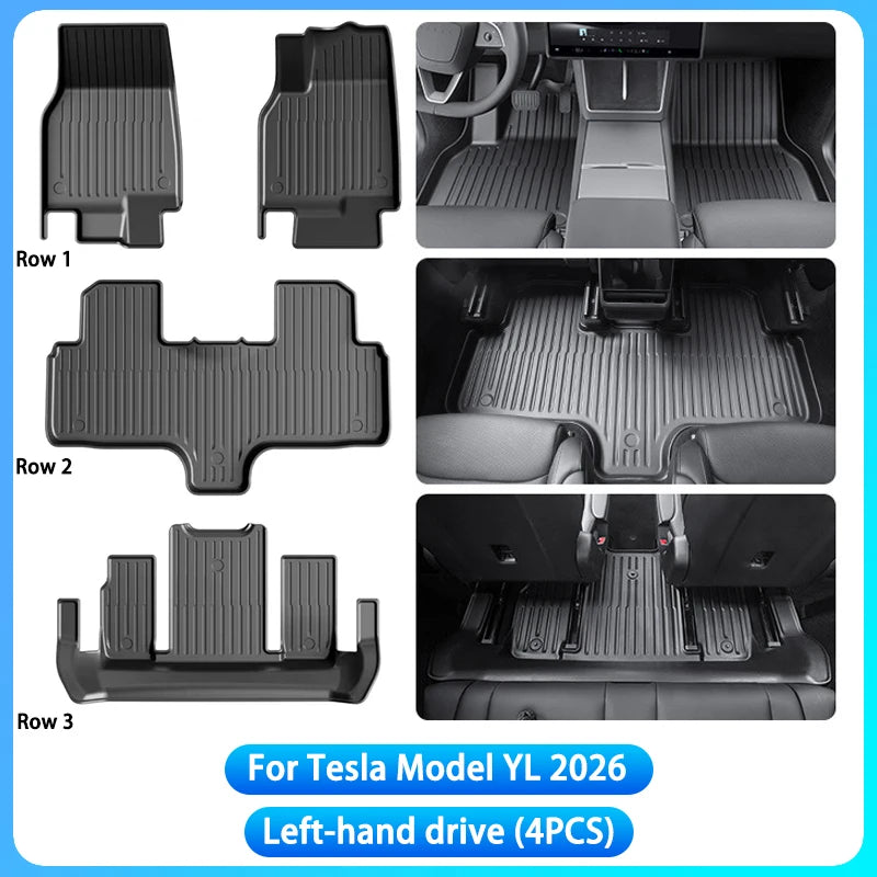 For Tesla Model YL Launch 2026+ TPE Floor Mats Waterproof Luggage Mat Wear-resistant Foot Pads Model YL Trunk Mats Foot Pads Set
