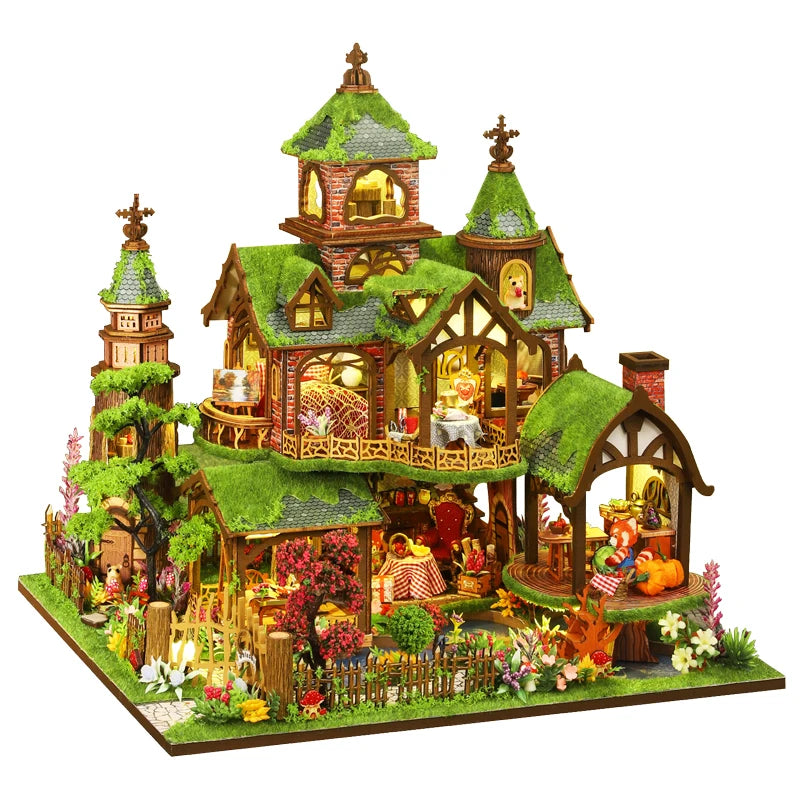 DIY Doll House Wooden Miniature Kit Furniture Litht Dollhouse Furniture Handmade Model Assembly Toys Case Birthday Gifts