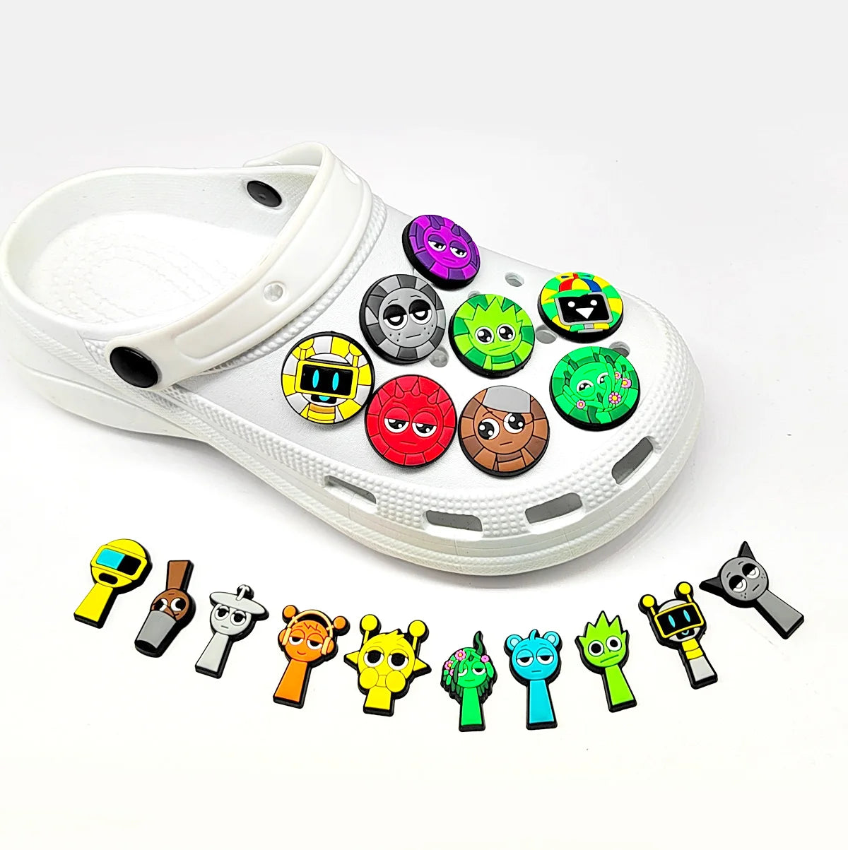 30-100Pcs Sprunki Plush Game Series Shoes Charms Cute Cartoon Clog Sandals Shoe Accessories Decorations Boy Kids Gifts