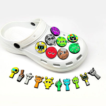 30-100Pcs Sprunki Plush Game Series Shoes Charms Cute Cartoon Clog Sandals Shoe Accessories Decorations Boy Kids Gifts