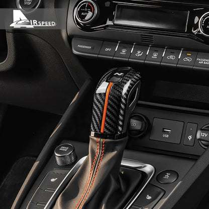 For Hyundai Elantra N/Veloster N/Kona N/i20 N/i30 N 2021-2024 2025 Tucson N Line 2022-2023 Dry Carbon Fiber Car Gear Knob Trim