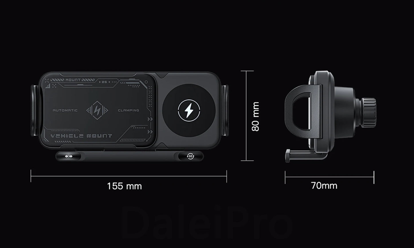 Universal Car Phone Holder Wireless Charger Phone Mount Intelligent Induction Electric Rotation Phone Holder Charger Magsafe