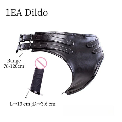 Erotic Bondage Harness Panties with No Vibration Silicone Dildo Vaginal Anal Plug for Women Intimate Strap-on Chastity Pants