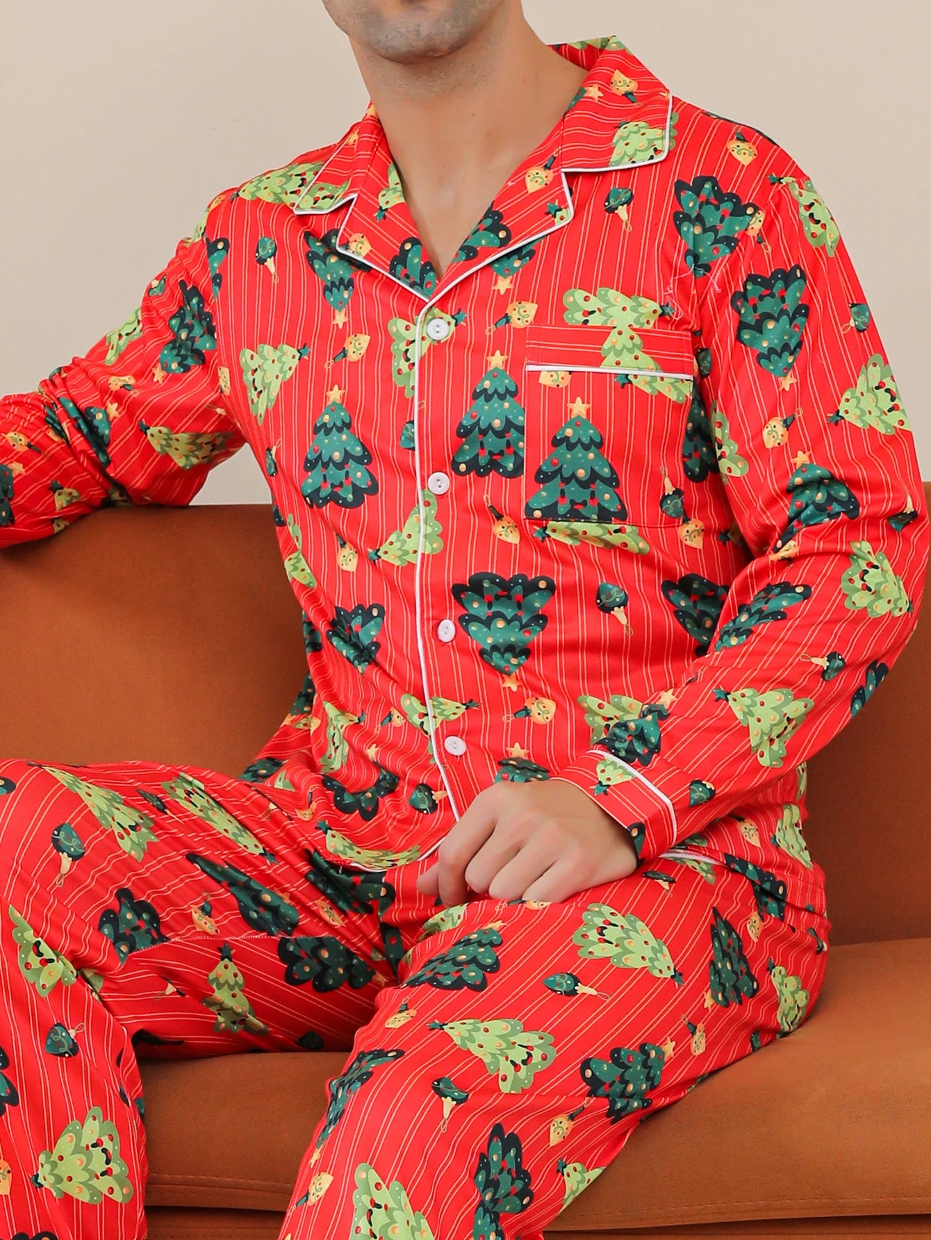 Two piece sets men's pajamas autumn and winter long sleeved pants casual cartoon style sleepwear set