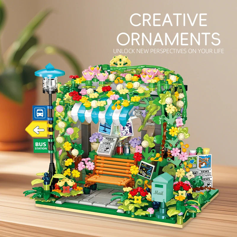 JJ9197 Street Scene MOC Building Blocks City Pavilion Model DIY Architecture STEM Educational Toy Girl Birthday Christmas Gift