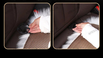 For Tesla Plush Rabbit Fur Car Seat Cushion Winter Warmth Thickened Wool One Piece Square Cushion for Main Driver or Co-pilot