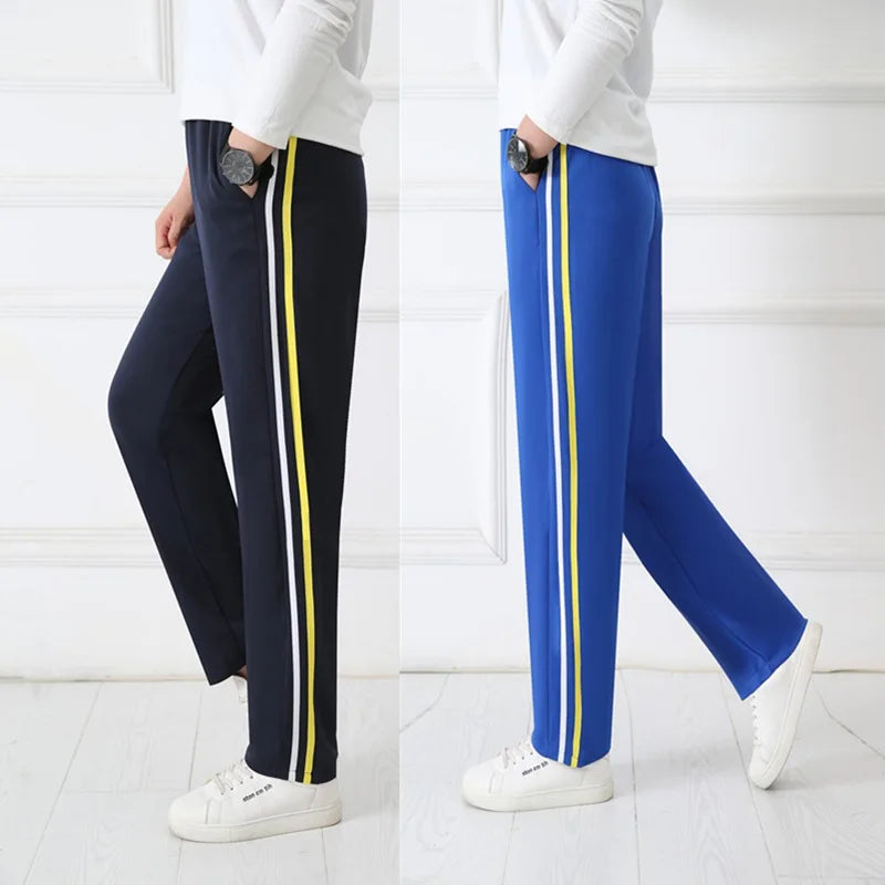 Black Unisex New Track Pants Casual Sweatpants mens Striped Bastic Trousers Straight Pants Joggers Simple Work Pants