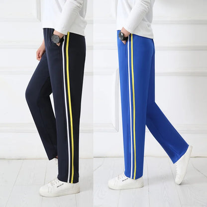 Black Unisex New Track Pants Casual Sweatpants mens Striped Bastic Trousers Straight Pants Joggers Simple Work Pants