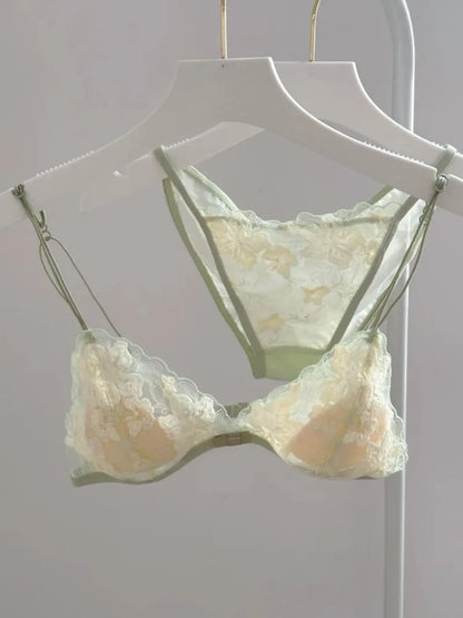 Super Sexy See-Through Lace Bra Set Hollow Out No Underwire French Triangle Bralette and Panties Women Hot Lingerie 2026 Fashion