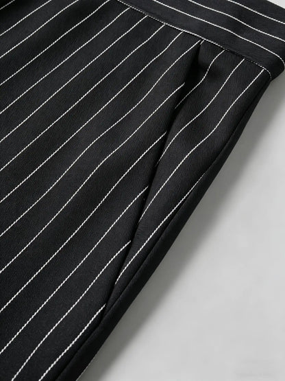 Men's Business Casual Slim Fit Long Pants Stripe Drape-able Iron-Free Elegant Stylish Versatile Dress Trousers