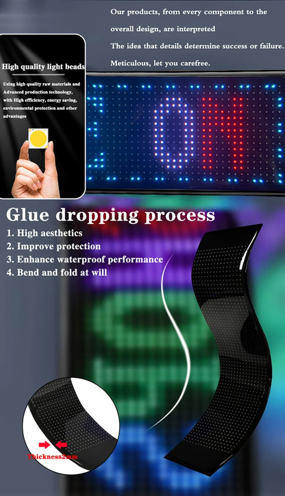 LED Matrix Pixel Panel Light Bluetooth App 5V USB  Control Scrolling Advertising LED Car Sign Animation Programmable for Car Sho