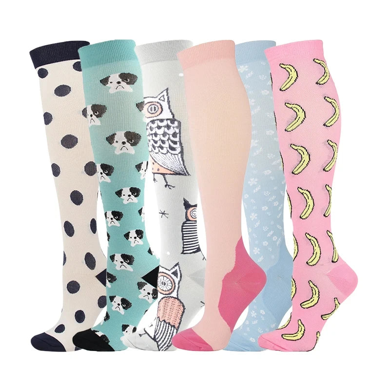 3/5/6 Pairs Compression Socks Exercise Mountaineering Running Sports Socks Elastic Medical Blood Circulation Swelling Nurse Sock