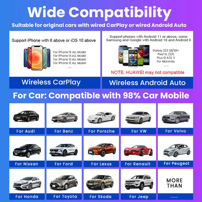 2026 2in 1 Wireless CarPlay Dongle Wireless Android Auto Adapter AI Smart Box 5Ghz WiFi Type-C/USB Plug and Play Car accessories