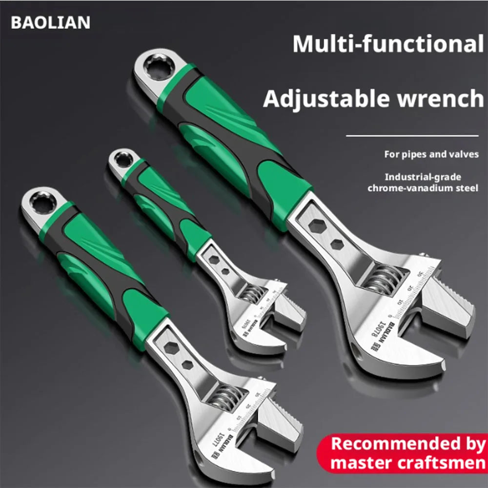 8/10/12 Inch Adjustable Wrench Set, Multifunctional Universal Spanner, Labor-Saving Locking Design, Auto Maintenance & Household