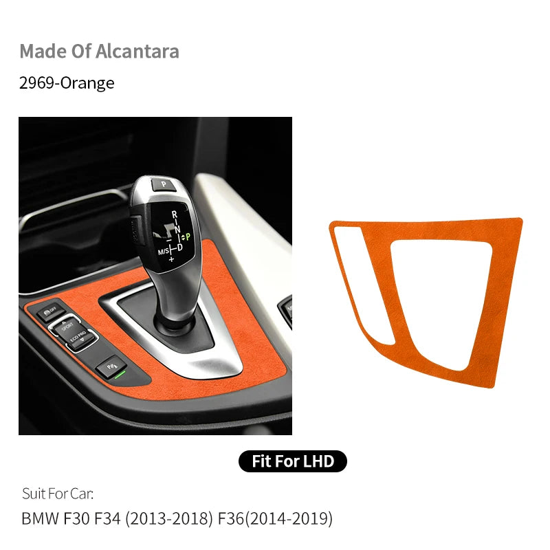 For BMW F30 F34 F36 Gear Shift Control Panel Trim Frame Decorative Sticker Made of Alcantara Car Interior Tuning Accessories