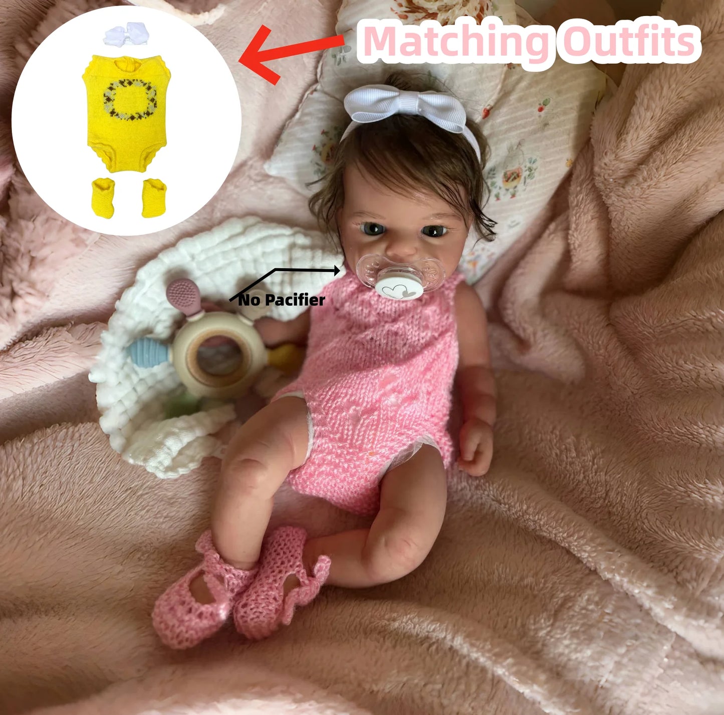 15.7Inch/40CM Open Mouth Silicone Girl Doll With Rooted Hair Already Painted Very Cute Lifelike bebe reborn de silicona Families