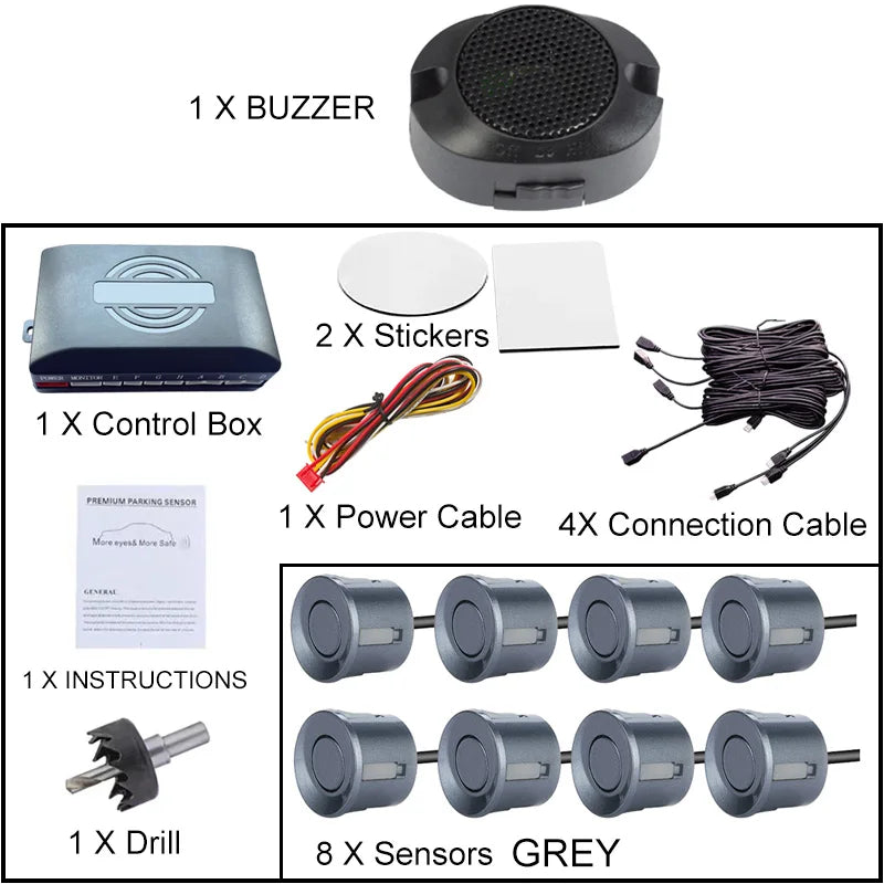 Car Parking Sensor Backup Radar Reversing Assistance Aid Kit with Audio Buzzer Alarm Parking Radar System Car Parking Sensors