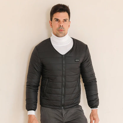 New Men'S Fashion Casual Winter Heated Long Sleeved Cotton Jacket With Usb Smart 24 Zone Heating Warmth Coat (No Power Bank)