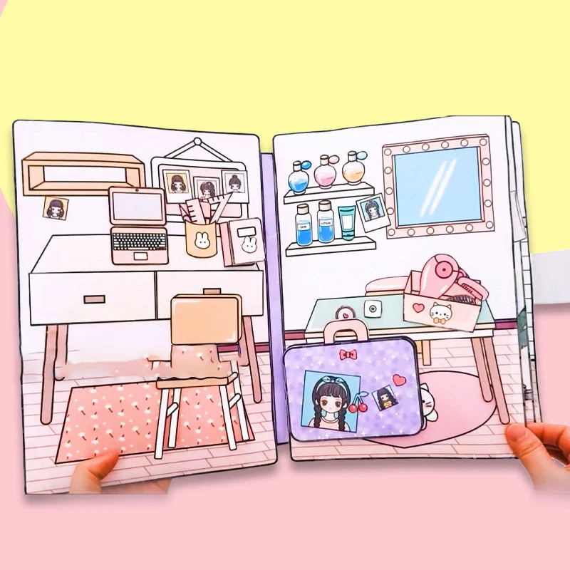 【BS】Cute Girls Quiet Book Dress UP Sticker Book Toy DIY Handmade Toys Materials Pack Kid Educational Anti-Stress Toy