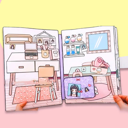 【BS】Cute Girls Quiet Book Dress UP Sticker Book Toy DIY Handmade Toys Materials Pack Kid Educational Anti-Stress Toy