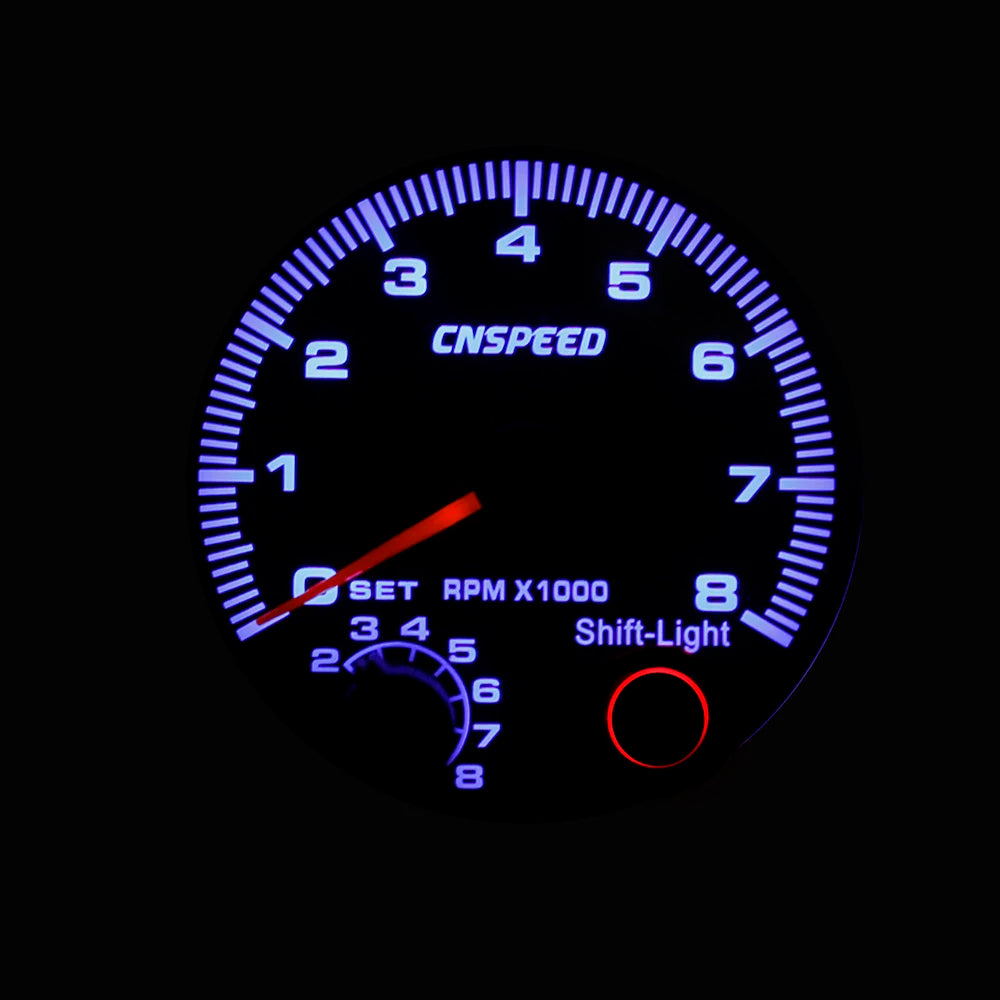 12V Tachometer Gauge 3.75'' Car Universal Black Tachometer Gauge 7color Inter Shift Light 0-8000 RPM Fit 4 6 8 Cylinder
