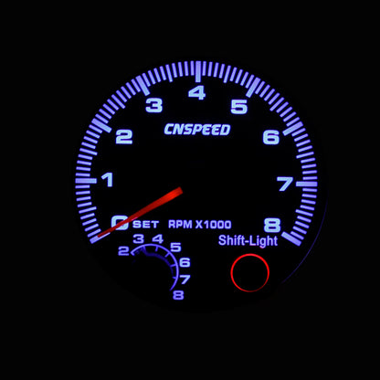 12V Tachometer Gauge 3.75'' Car Universal Black Tachometer Gauge 7color Inter Shift Light 0-8000 RPM Fit 4 6 8 Cylinder