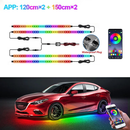 BLALION Car Flexible Underglow Strip Light LED Underbody APP Remote Sound Control RGB Neon Light Atmosphere Lamp Auto Decoration