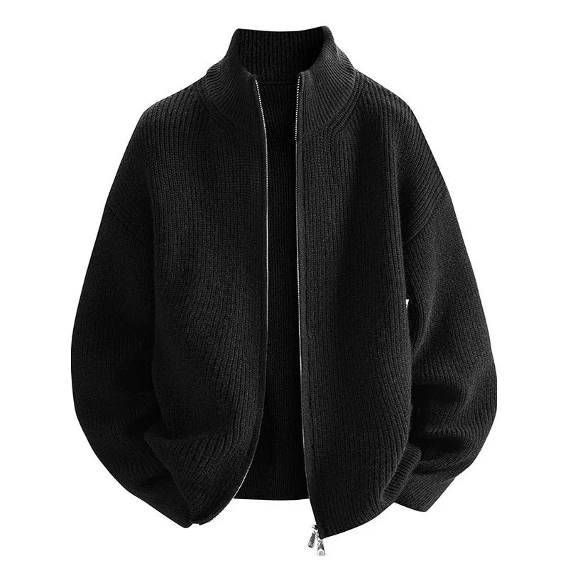 Cardigan Sweater Men's Knitted Sweater Spring and Autumn Fleece Thickened Outer Wear Loose  New Coat