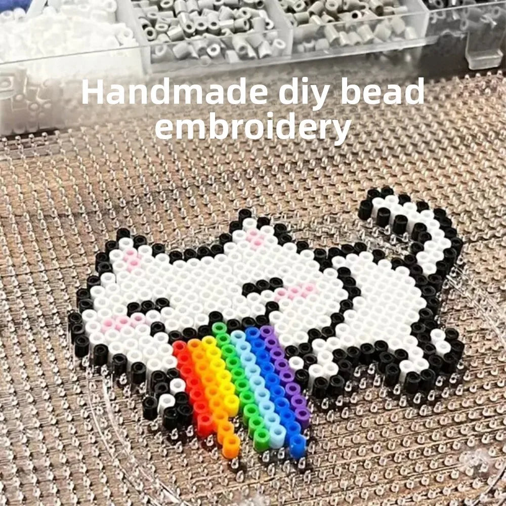 Colorful Bean Splicing Material Package DIY Pegboard Sheets Bean Splicing Tool Iron Storage Box Iron-on Bead Craft Kit Kids Gift