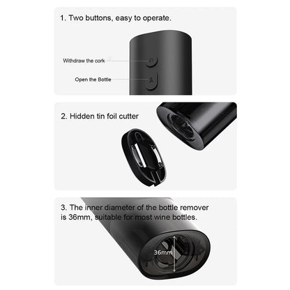 MIJIA Electric Wine Bottle Opener Foil Cutter - Automatic Cap Openers 4 AAA Dry Battery Needed Cork Screwer Kitchen Gadgets