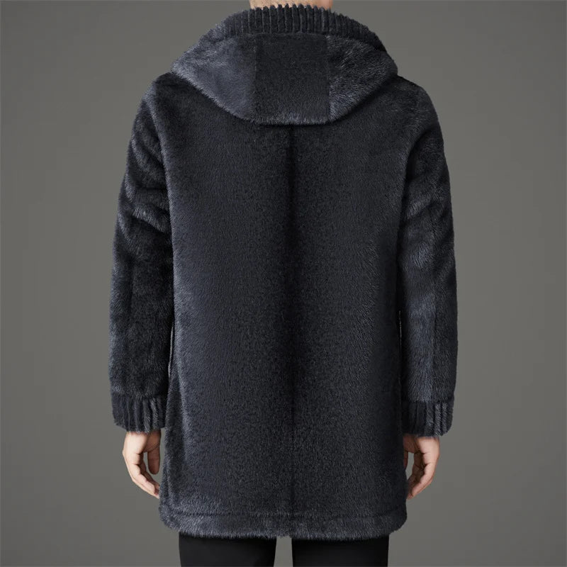 Casual Slim Solid Woolen Coat High Qualit winter jacket men fashion Woolen Coat Men's Casual Wool hooded trench coat Men Jacket